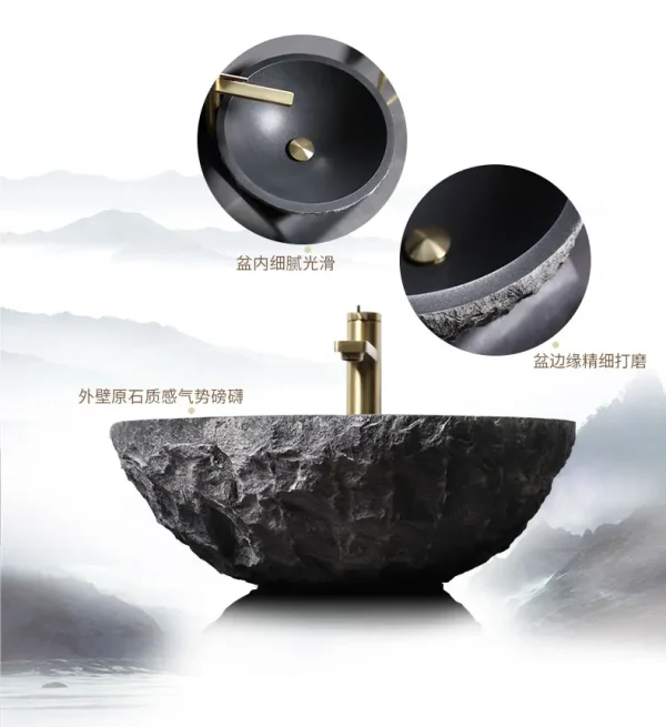 Marble Outdoor Washbasin, Natural Raw Stone Bathroom, Courtyard Washbasin, Countertop Basin