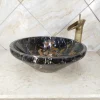 Modern Hot Selling Toilet WC Wash Italian Nero Portoro Free Standing Gold Black Marble Stone Hand Wash Basin Oval Sink Bowl