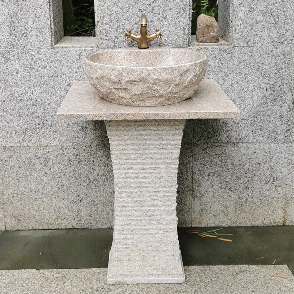 Outdoor Stone Pedestal Basin Natural Stone Wash Basin Integrated Balcony Bathroom Washbasin Courtyard Pool