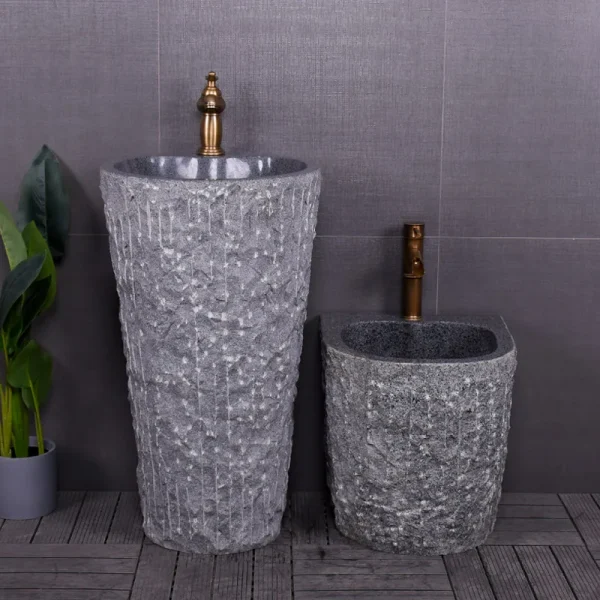 Outdoor Stone Wash Basin Integrated Courtyard Mop Pool Garden Pool Balcony Floor Pedestal Basin Natural Raw Gemstone