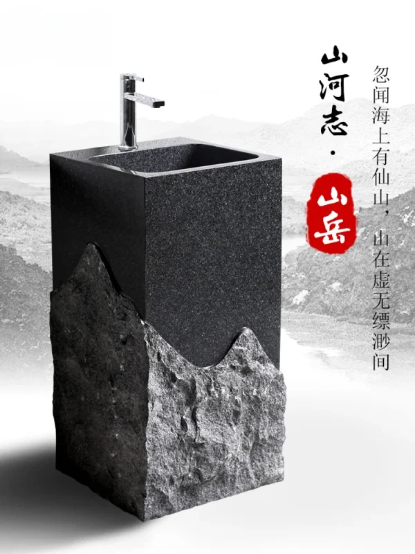 Whole Stone Column Basin, Outdoor Courtyard, Floor Standing Light Luxury Washbasin, Household Balcony, Stone Sink