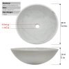 Stone Bathroom Sink 17inch White Round Shape Vessel Bowl Polished Finished basin (White)