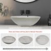 Stone Bathroom Sink 17inch White Round Shape Vessel Bowl Polished Finished basin (White)