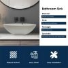 Stone Bathroom Sink 17inch White Round Shape Vessel Bowl Polished Finished basin (White)