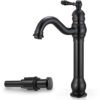 Oil Rubbed Bronze Bathroom Faucet 1 Hole, Brass Tall Bathroom Faucet Single Handle, 360 Degree Swivel Bath Faucet, Vessel Sink Faucet Bathroom Faucets with Pop-up Drain & Aerator for Farmhouse