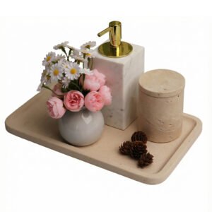 Limetsone Absorbent Vanity Tray for Bathroom Counter-12 X7 Decorative Tray for Perfume, Candles, Stone Jewelry Dish Tray