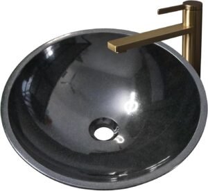 Black Granite Stone Bathroom Sink 17inch Round Shape Vessel Bowl Polished Finished basin Above Vanity Top 1 Black Granite Stone Bathroom Sink 17inch Round Shape Vessel Bowl Polished Finished basin Above Vanity Top
