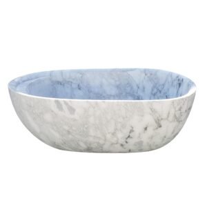 67" Freestanding Soaking BathtubHandcrafted Marble Solid Walls Oval Shape Tub with Pop-up Drain (67"Lx31.5"Wx19.69“H)