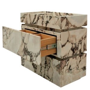 Italian Calacatta Viola Marble Bathroom Vanity, Free Standing Bathroom Cabinet Sink
