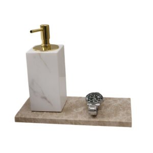 Luxury Natural Light Yellow Marble Tray, Polished Geometric Decor for Bathroom, Living Room, Decorative Stone Jewelry Dish, Perfume Candles Tray, Smooth Surface