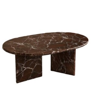 Handcrafted Rosso Levanto Marble Table, natural Stone Oval Coffee Table, Sculptural Side Table, Modern Minimalist Accent, Custom Furniture